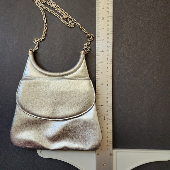 70s Vintage Silver Metallic Lamé Purse Bag Mod Disco - Picture 5 of 15